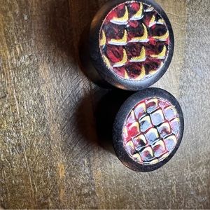 Snake skin looking wooden gauges body jewelry